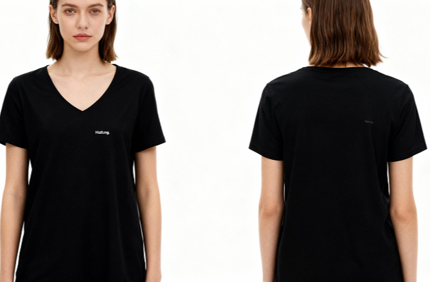 Damen Premium Bio V-Neck T-Shirt haltung front white