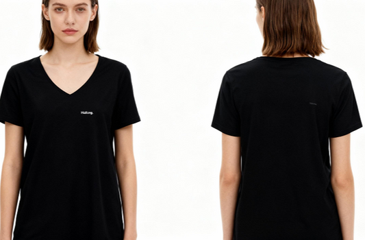 Damen Premium Bio V-Neck T-Shirt haltung front white